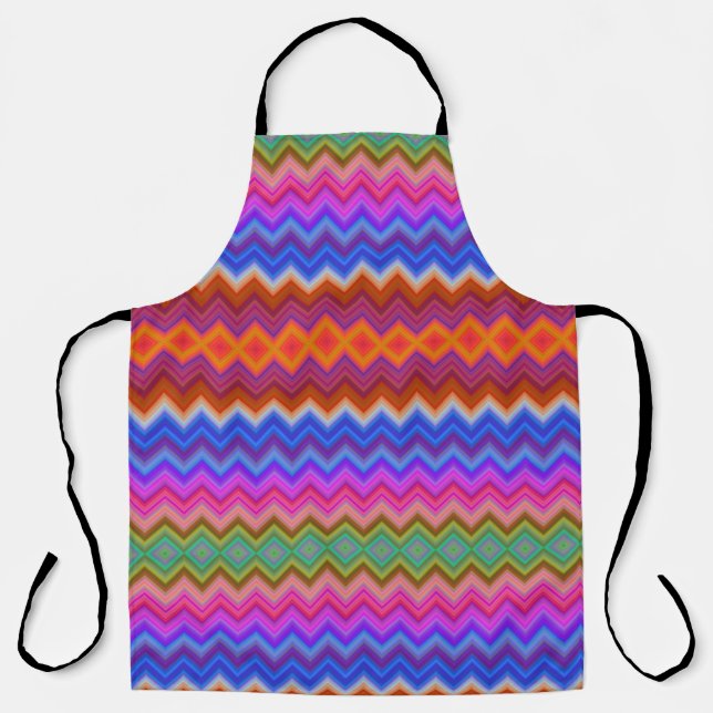 Colorful apron featuring a vibrant zigzag pattern  (Front)