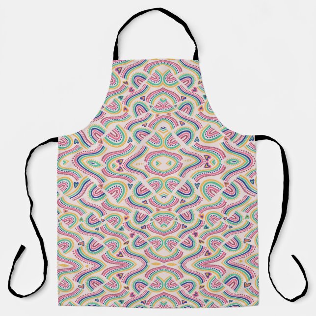 Colorful apron with intricate, swirling patterns  (Front)