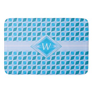 Colorful Aqua Diamond Ice Pattern Monogram