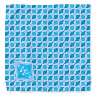 Colorful Aqua Diamond Pattern Custom Monogram