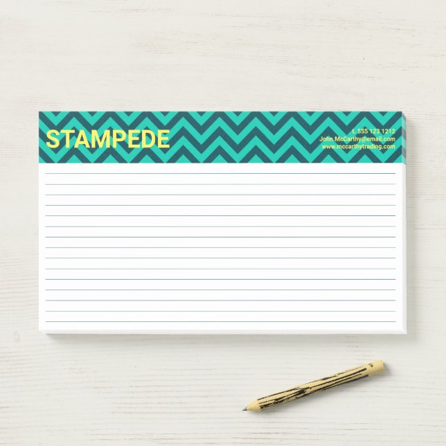 Colorful Aqua Green Yellow Chevron Pattern Post-it Notes (On Desk)