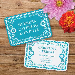 Colorful Aqua Papel Picado Catering Event Stylist Business Card