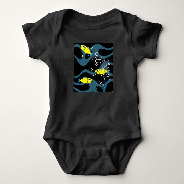 Colorful Aquarium Fish Animal Motifs Baby Bodysuit (Front)