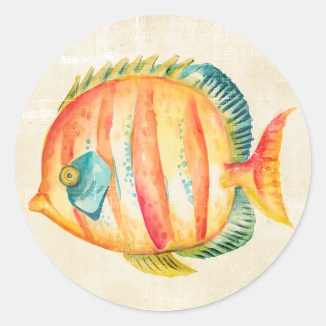 Colorful Aquarium Fish Classic Round Sticker (Front)