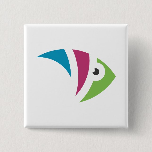 colorful aquarium fish illustration design button (Front)