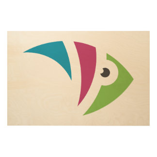 colorful aquarium fish illustration design wood wall art