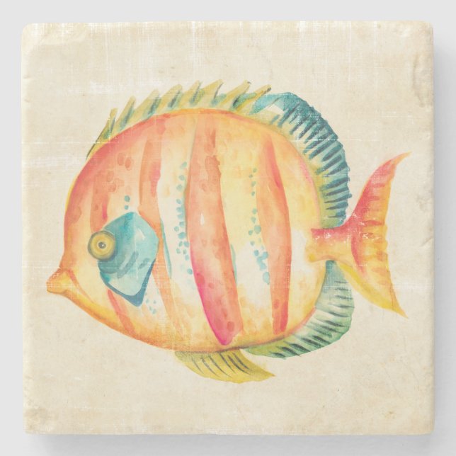 Colorful Aquarium Fish Stone Coaster (Front)