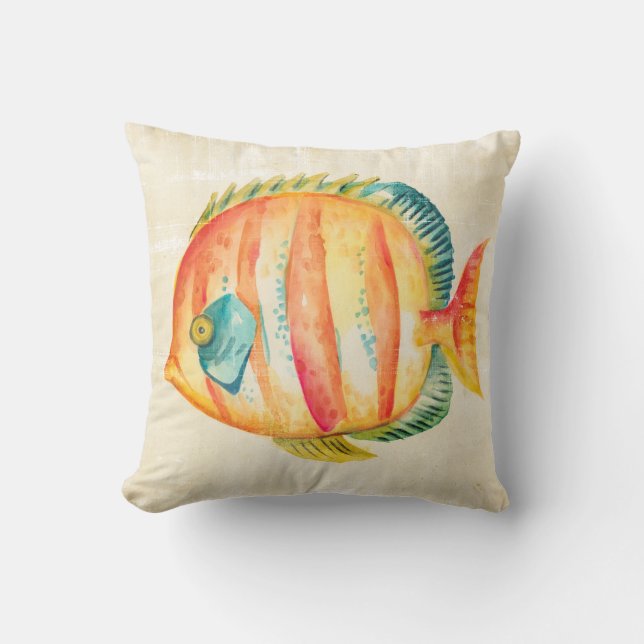 Colorful Aquarium Fish Throw Pillow (Front)