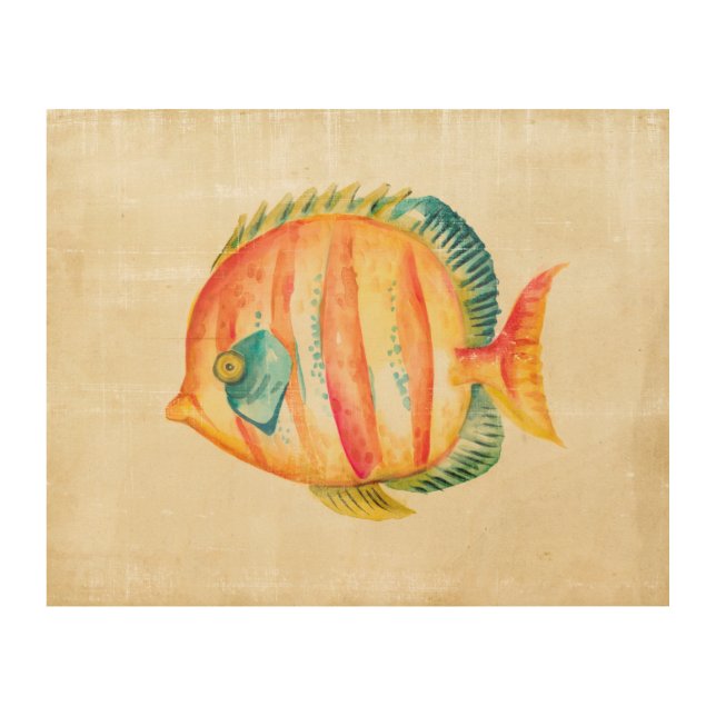 Colorful Aquarium Fish Wood Wall Art (Front)