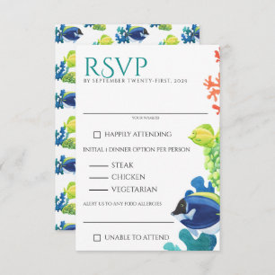 Colorful Aquarium Food Choices RSVP Card