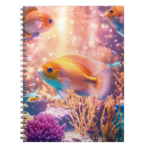 Colorful Aquarium in Bright & Shiny Pastel Rose Notebook