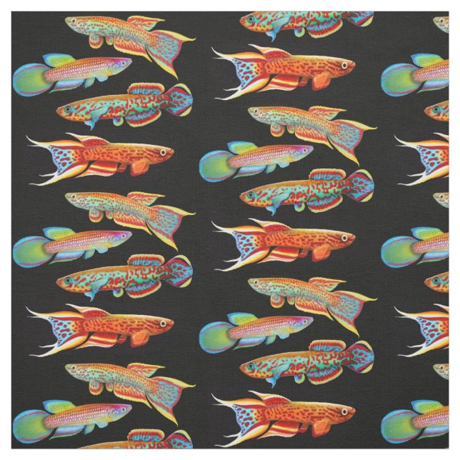 Colorful Aquarium Killifish Fabric (Swatch)