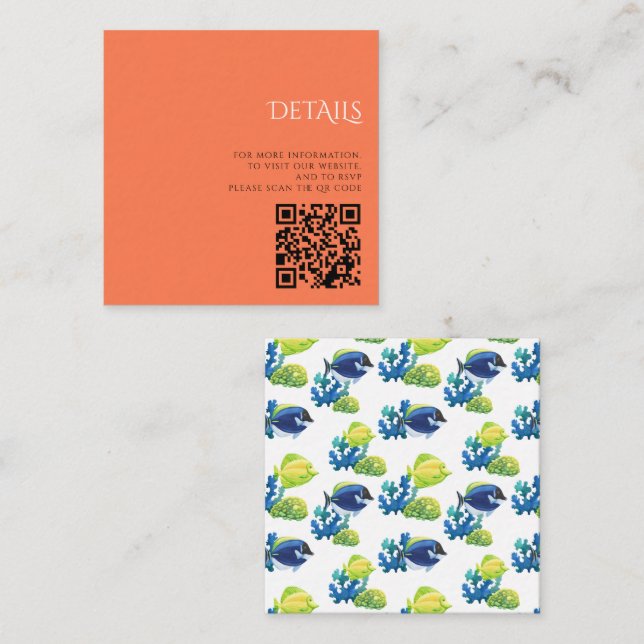 Colorful Aquarium QR Code Enclosure Card (Front/Back)