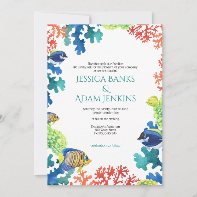 Colorful Aquarium Wedding Invitation (Front)