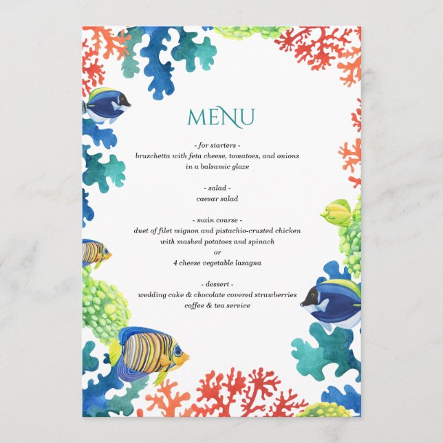 Colorful Aquarium Wedding Menu (Front)