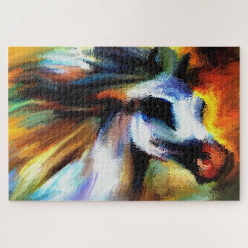 Colorful Arabian horse has a rainbow color chest Jigsaw Puzzle