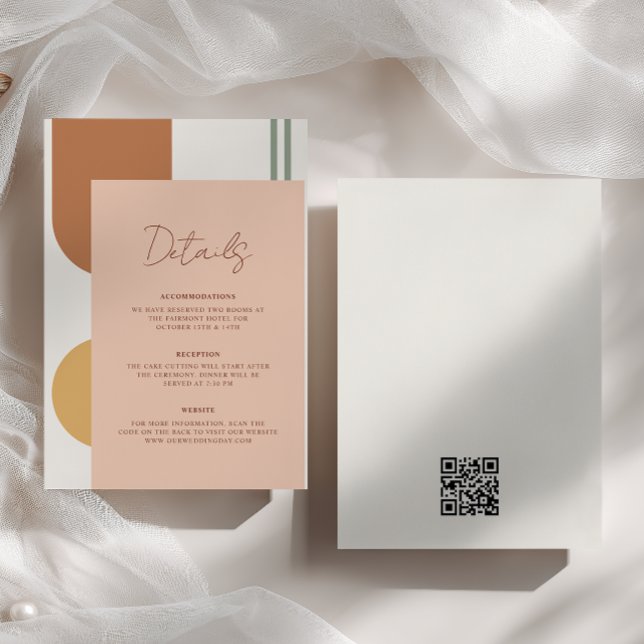 Colorful Arches Boho Wedding Details QR Code Enclosure Card (Creator Uploaded)