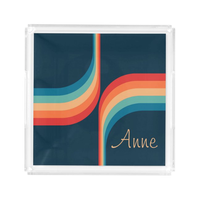 Colorful arches in retro style acrylic tray (Front)