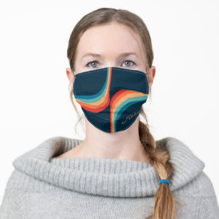 Colorful arches in retro style adult cloth face mask