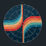 Colorful arches in retro style dart board<br><div class="desc">Retro style double arches geometrical pattern illustration with  turquoise,  blue,  red and beige stripes decoration on dark blue background.</div>