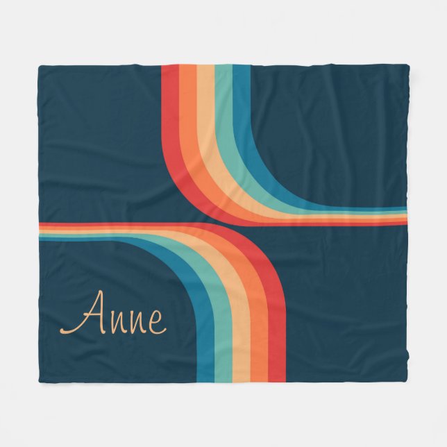 Colorful arches in retro style fleece blanket (Front (Horizontal))