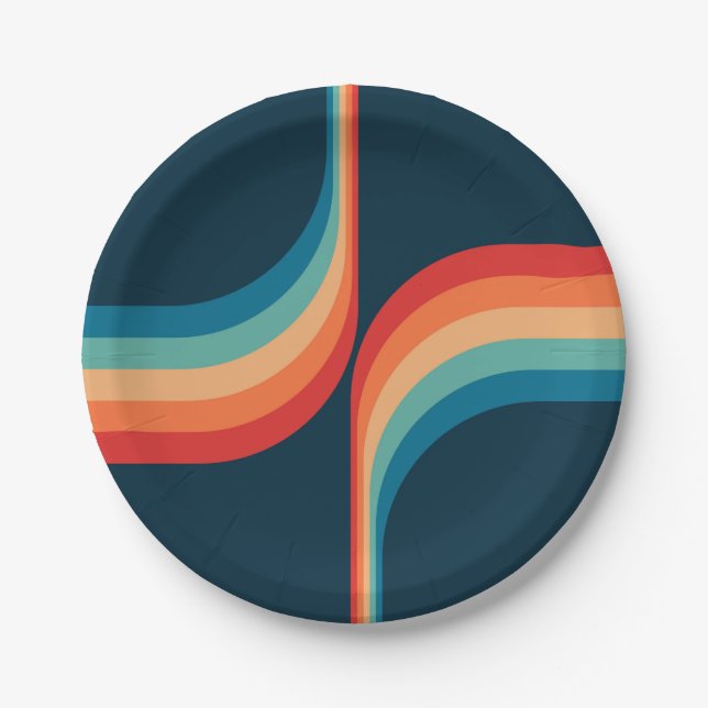 Colorful arches in retro style  paper plates (Front)