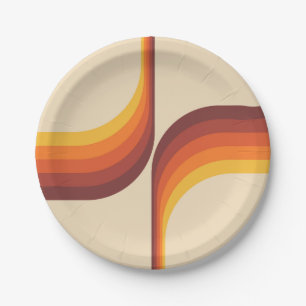 Colorful arches in retro style paper plates