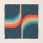 Colorful arches in retro style scarf<br><div class="desc">Retro style double arches geometrical pattern illustration with  turquoise,  blue,  red and beige stripes decoration on dark blue background.</div>