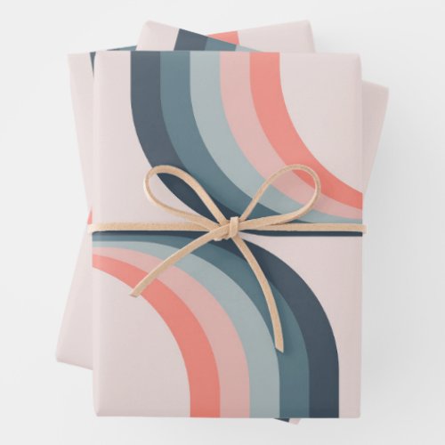 Colorful arches in retro style wrapping paper sheets