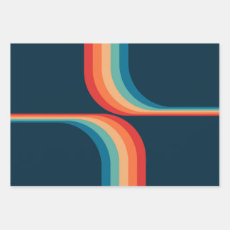 Colorful arches in retro style wrapping paper sheets