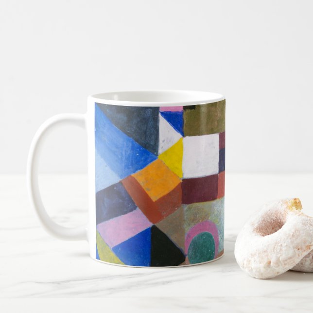 Colorful Architecture by Paul Klee, Abstract Art Coffee Mug (With Donut)
