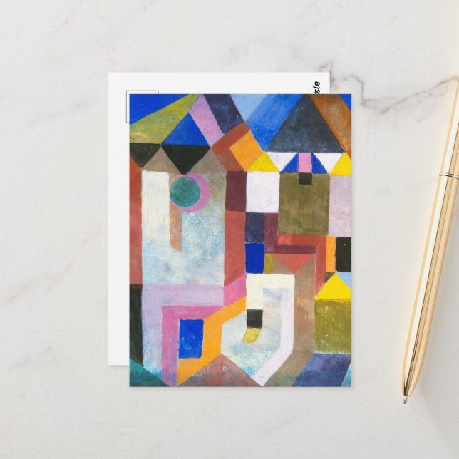 Colorful Architecture by Paul Klee, Abstract Art Postcard (Front/Back In Situ)
