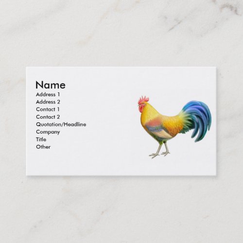 Colorful Ardenner Rooster Business Card