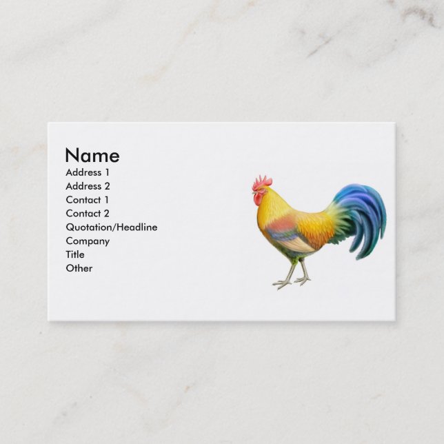 Colorful Ardenner Rooster Business Card (Front)