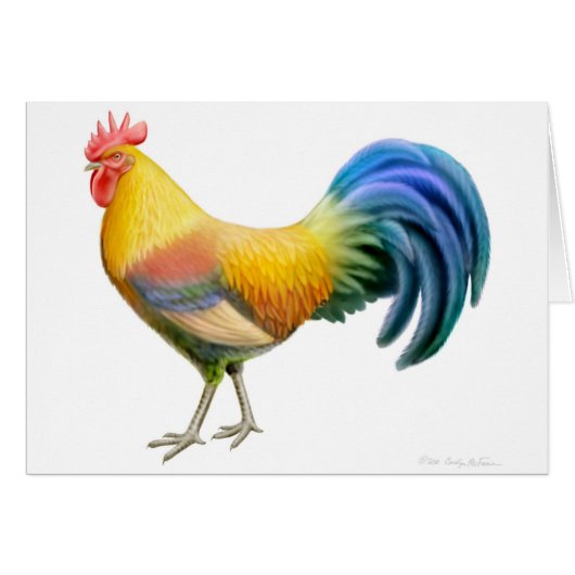Colorful Ardenner Rooster Card (Front Horizontal)