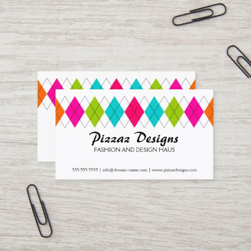 Customizable Colorful Argyle Business Cards