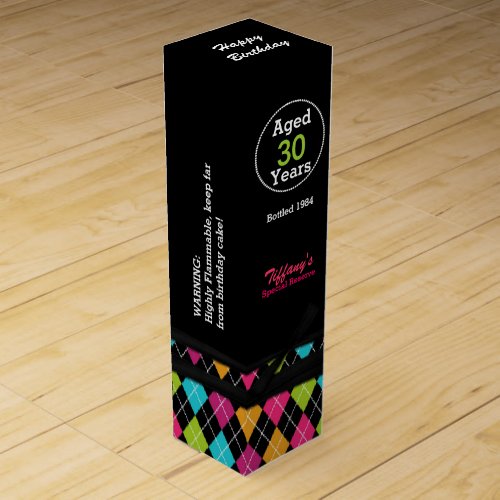 Colorful Argyle Custom Birthday Wine Box