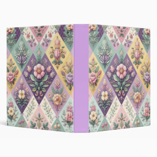Colorful argyle pastel Easter/Spring 3 Ring Binder