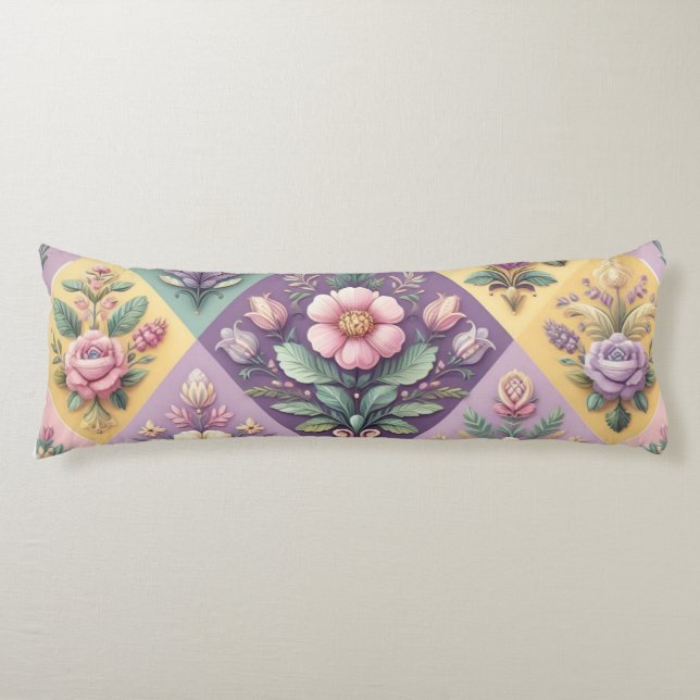 Colorful argyle pastel Easter/Spring Body Pillow (Front)