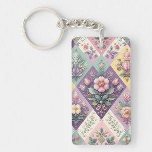 Colorful argyle pastel Easter/Spring Keychain