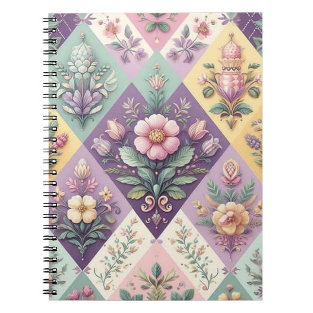 Colorful argyle pastel Easter/Spring Notebook (Front)