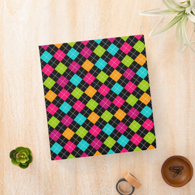 Colorful Argyle Pattern 1 Inch Binder (In Situ)