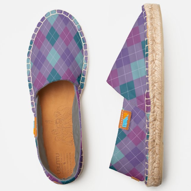 Colorful Argyle Plaid Pattern Espadrilles (Side)