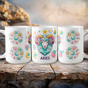 Colorful Aries Zodiac Astrology Sign Coffee Mug