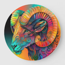 Colorful Aries Zodiac Hanging Wall Clock