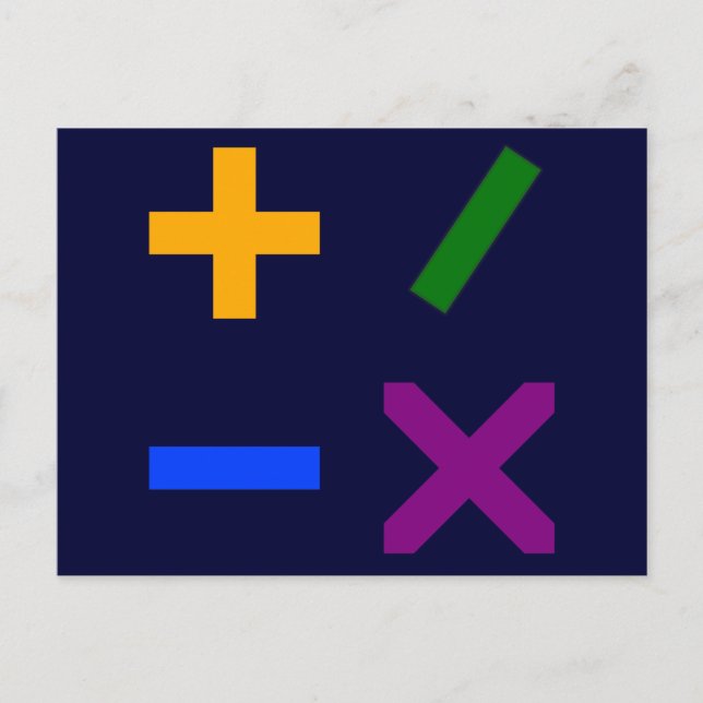 Colorful Arithmetic Symbols Postcard (Front)