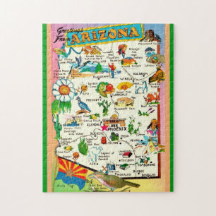 Colorful Arizona Map 11x14 Jigsaw Puzzle