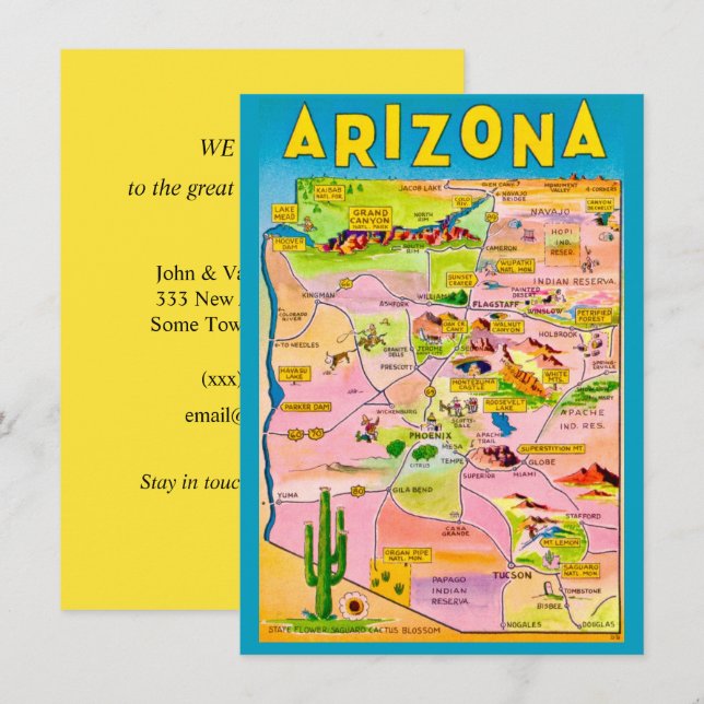 Colorful Arizona  Map Moving Announcement (Front/Back)