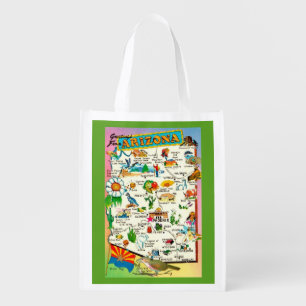 Colorful Arizona Map Reusable Bag