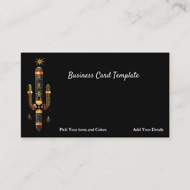 Colorful Arizona Southwestern Saguaro Cactus Business Card (Front)